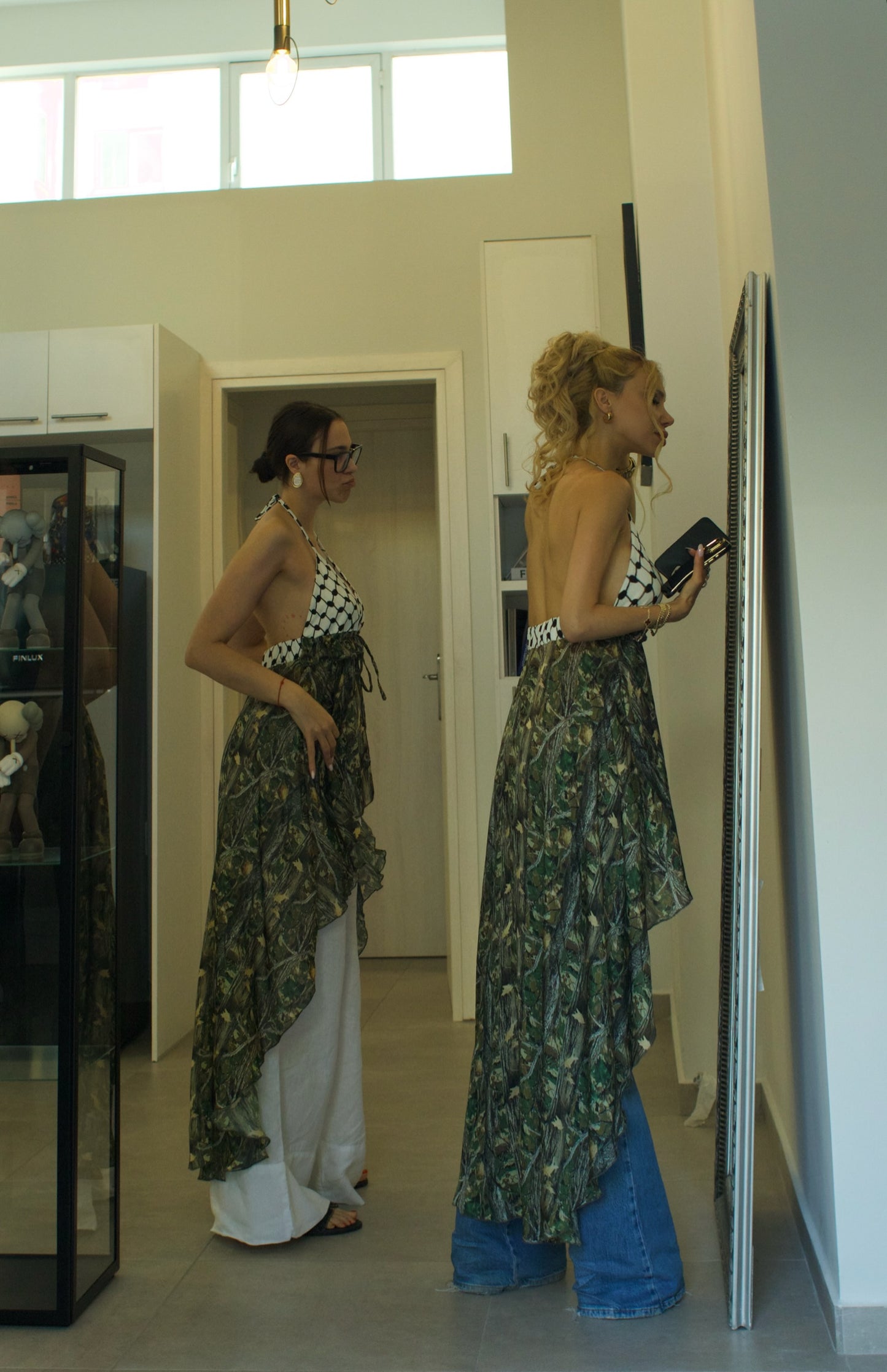 Cover-up maxi top with keffiyeh pattern called “my war”