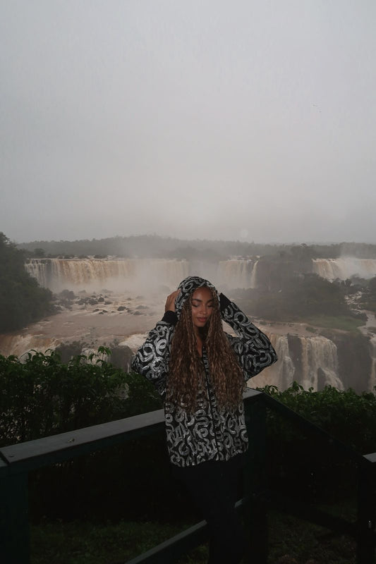 Hooded velvet jacket in who hurt you pattern , the must-have